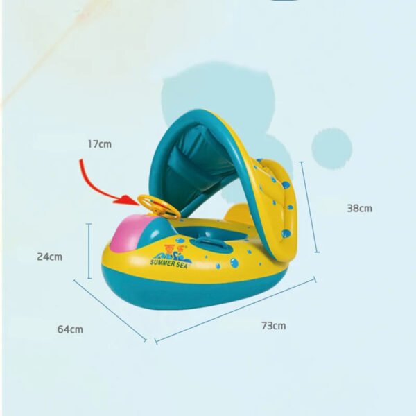 Inflatable Baby Swimming Rings Seat Floating Sun Shade Toddler Swim Circle Fun Pool Bathtub Beach Party Summer Water Toys - Image 3
