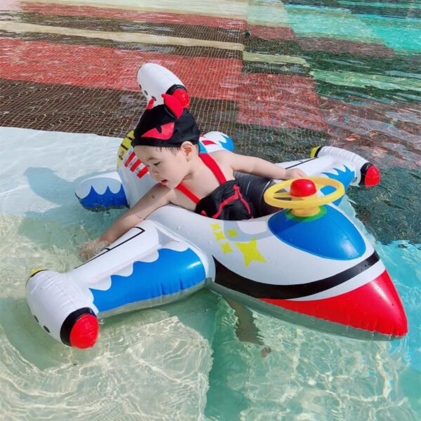 Baby Swimming Circle Airplane Float Pool Swimming Ring Inflatable Circle Child Seat With Steering Wheel Horn Summer Beach Toys - Image 3