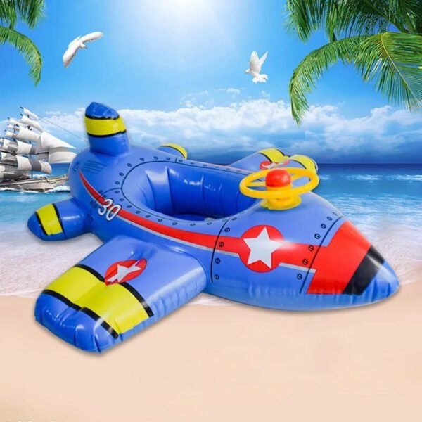 Baby Swimming Circle Airplane Float Pool Swimming Ring Inflatable Circle Child Seat With Steering Wheel Horn Summer Beach Toys - Image 4