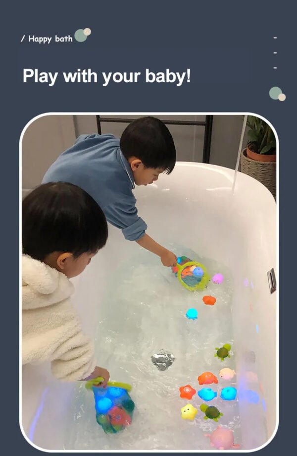Baby Cute Induction Luminous Animal Bath Toys Bathtub Colorful LED Lighting Toys Waterproof for Toddler Infant Boys Girls Gift - Image 30