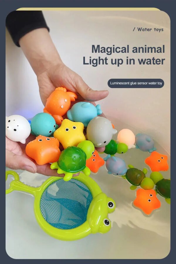 Baby Cute Induction Luminous Animal Bath Toys Bathtub Colorful LED Lighting Toys Waterproof for Toddler Infant Boys Girls Gift - Image 8
