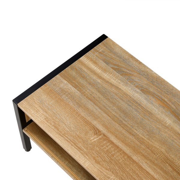 40.16" Rattan Coffee table, sliding door for storage, metal legs, Modern table for living room , natural - Image 10