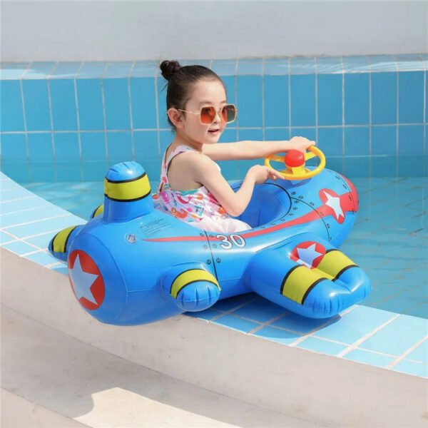 Baby Swimming Circle Airplane Float Pool Swimming Ring Inflatable Circle Child Seat With Steering Wheel Horn Summer Beach Toys - Image 6