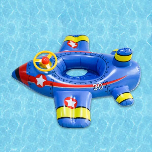 Baby Swimming Circle Airplane Float Pool Swimming Ring Inflatable Circle Child Seat With Steering Wheel Horn Summer Beach Toys - Image 7