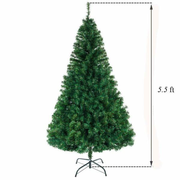 5.5FT Artificial Christmas Tree, Unlit Premium Hinged Spruce Xmas Tree with Solid Metal Stand, for Outdoor and Indoor Decor - Image 3