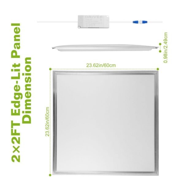 48W 2×2FT LED Panel Light 5800LM 7000K Ceiling Lighting 150W Equivalent LED Troffer Recessed Edge-Lit - Image 2