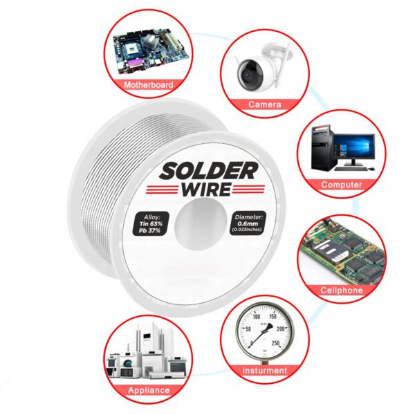 Solder Wire 5 Pack Rosin Core Flux Soldering Wire 63/37 63% Tin (Sn)37% Lead (Pb) 1 pc 50 gms 5 Core solder wireRatings Best Deal (5 Pieces) - Image 4