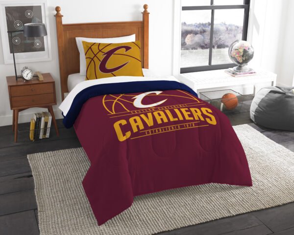 Cavaliers OFFICIAL National Basketball Association; Bedding; "Reverse Slam" Printed Twin Comforter (64"x 86") & 1 Sham (24"x 30") Set by The Northwest Company