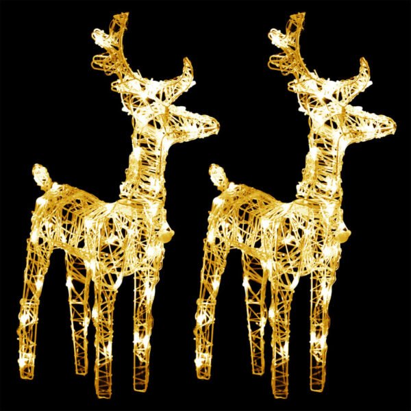Christmas Reindeers 2 pcs Warm White 80 LEDs Acrylic - Image 2