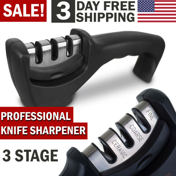KNIFE SHARPENER Ceramic Tungsten Kitchen Knives Blade Sharpening System Tool USA XH - Image 7