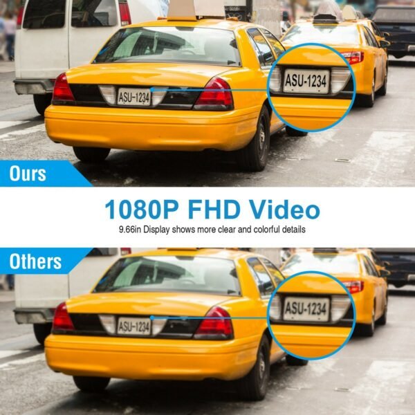 FHD 1080P Car DVR Dash Camera 9.66In Vehicle Driving Recorder w/ G Sensor Parking Monitoring Seamless Recording - Image 2