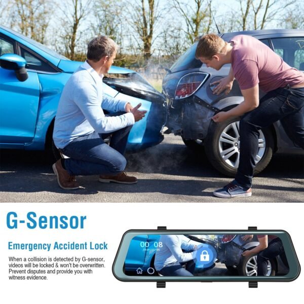 FHD 1080P Car DVR Dash Camera 9.66In Vehicle Driving Recorder w/ G Sensor Parking Monitoring Seamless Recording - Image 4
