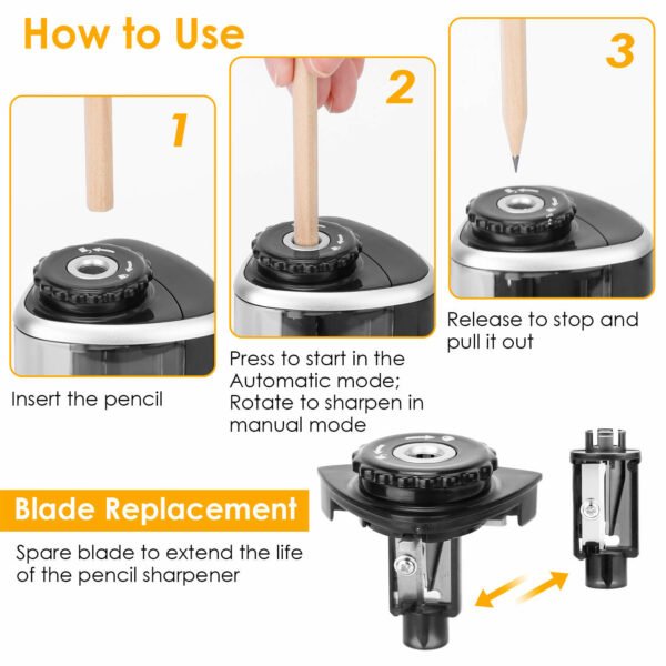 Electric Pencil Sharpener Auto Manual Pencil Sharpener Pencil Sharpener Battery Powered Pencil Sharpener - Image 7
