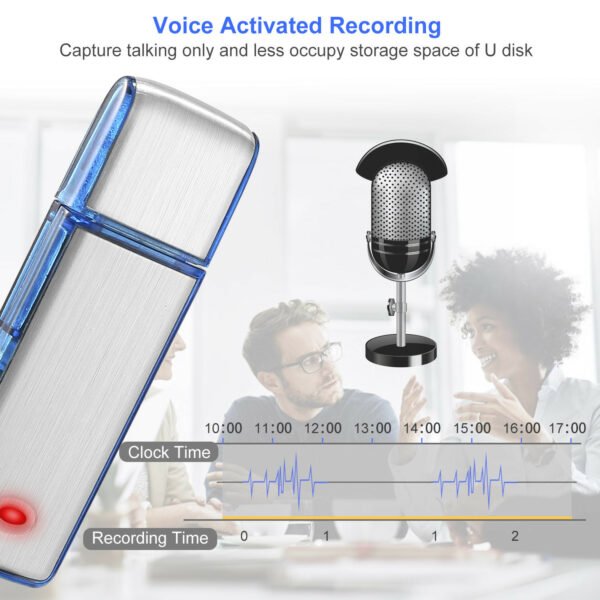 Mini Voice Recorder 8GB Digital Sound Audio Activated Recorder USB Flash Drive Disk w/ 96Hrs Recording U Disk Recorder - Image 3