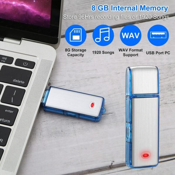 Mini Voice Recorder 8GB Digital Sound Audio Activated Recorder USB Flash Drive Disk w/ 96Hrs Recording U Disk Recorder - Image 4