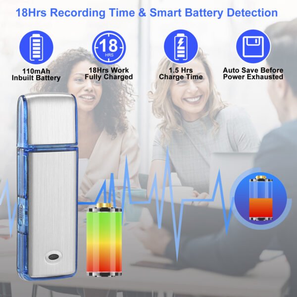 Mini Voice Recorder 8GB Digital Sound Audio Activated Recorder USB Flash Drive Disk w/ 96Hrs Recording U Disk Recorder - Image 5