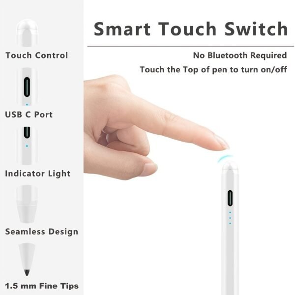 Stylus Pen For IPad With Palm Rejection; Active Pencil Compatible With (2018-2022) Apple IPad Pro (11/12.9 Inch); iPad Air 3rd/4th Gen; iPad 6/7/8th Gen; iPad Mini 5th Gen For Precise Writing/Drawing - Image 5