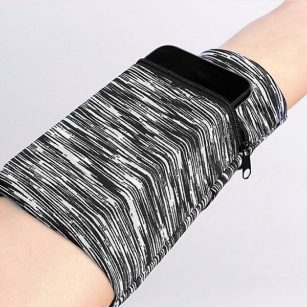 Phone Sports Armband Sleeve; Cell Mobile Phone Zipper Armband Black And White Stripes For Running; Fitness And Gym - Image 5