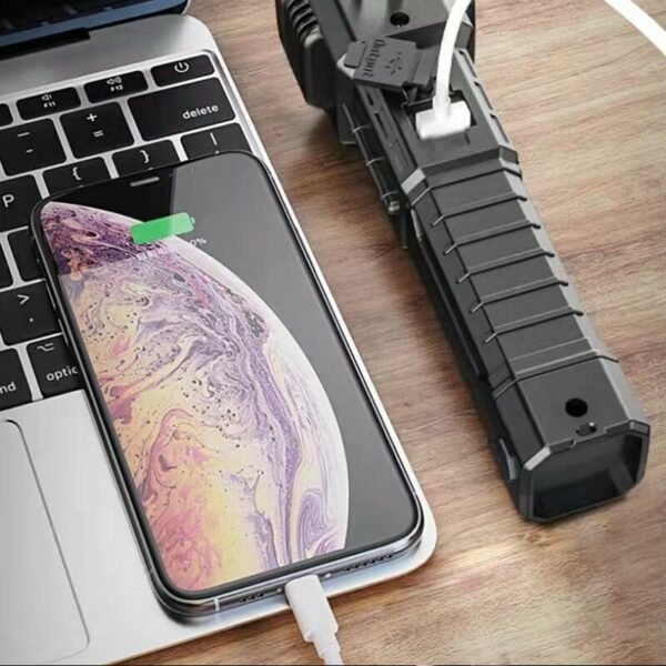 USB Charging Super Bright LED Flashlight with Safety Hammer Side Light Torch Light Portable Lantern Outdoor Adventure Lighting - Image 5