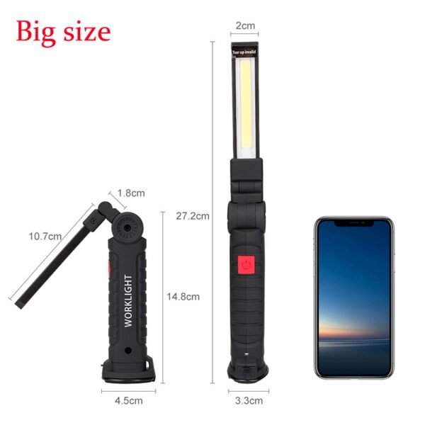 Sanyi Magnetic LED Flashlight USB Rechargeable Work Inspection Light 5 Modes Torch COB Lanterna Hanging Hook Lamp With USB Cable - Image 4