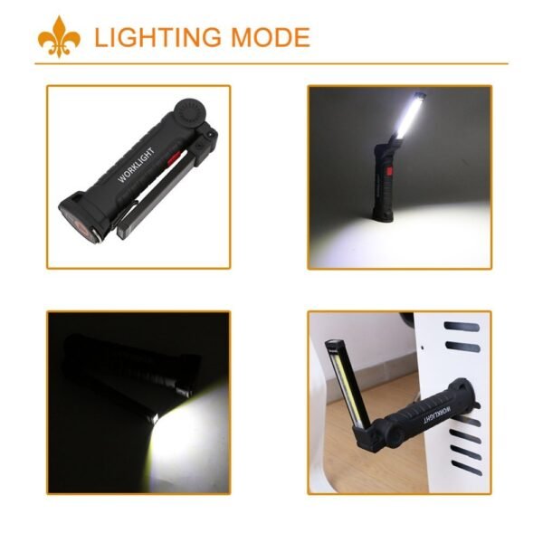 Sanyi Magnetic LED Flashlight USB Rechargeable Work Inspection Light 5 Modes Torch COB Lanterna Hanging Hook Lamp With USB Cable - Image 5