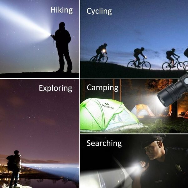 Ultra Bright LED Flashlight With T6 LED lamp beads Waterproof Torch Zoomable 4 lighting modes Multi-function USB charging - Image 12
