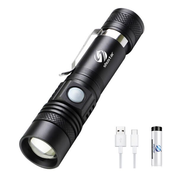 Ultra Bright LED Flashlight With T6 LED lamp beads Waterproof Torch Zoomable 4 lighting modes Multi-function USB charging - Image 7