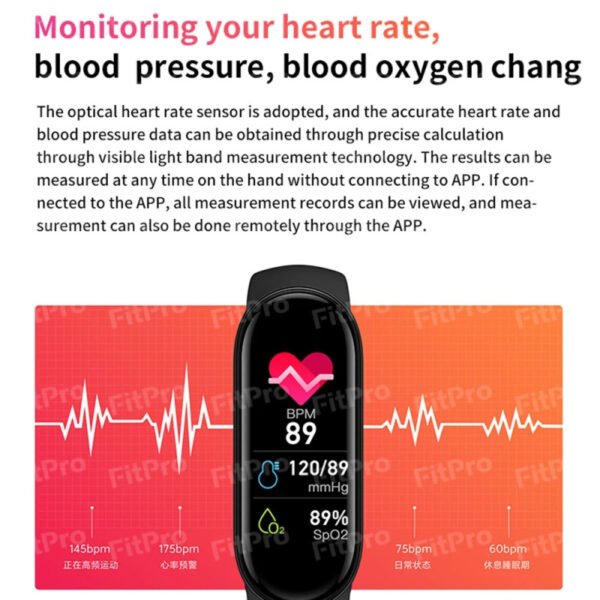 M6 Smart Bracelet Men Fitness Smart Wristband Women Sports Tracker Smart Watch Play Music Bracelet M6 Band For Adriod IOS - Image 22