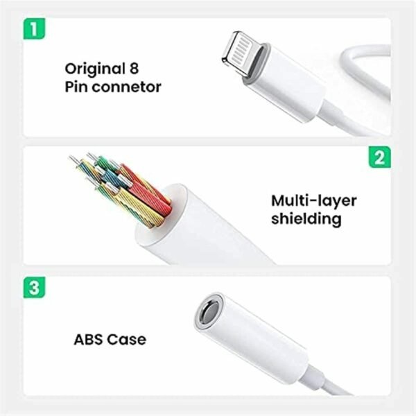 Lightning to 3.5 mm Headphone Jack Adapter; 3 Pack iPhone 3.5mm Headphones/Earphones Jack Aux Audio Dongle Adapter Compatible for iPhone 14-7; Support All iOS - Image 4