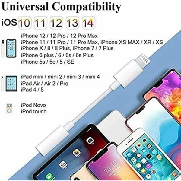 Lightning to 3.5 mm Headphone Jack Adapter; 3 Pack iPhone 3.5mm Headphones/Earphones Jack Aux Audio Dongle Adapter Compatible for iPhone 14-7; Support All iOS - Image 5