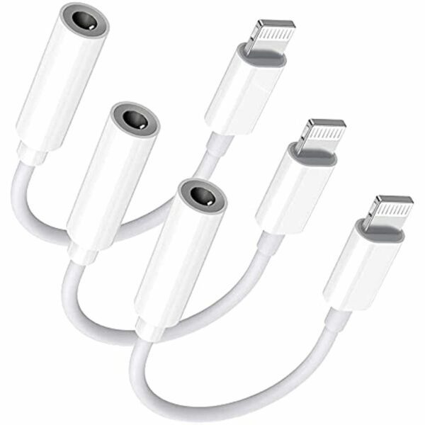 Lightning to 3.5 mm Headphone Jack Adapter; 3 Pack iPhone 3.5mm Headphones/Earphones Jack Aux Audio Dongle Adapter Compatible for iPhone 14-7; Support All iOS