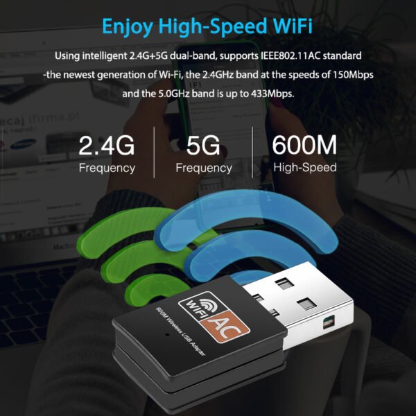 600Mbps Wireless Network Card 2.4GHz 5GHz Dual Band USB WiFi Adapter 802.11b/n/g/ac Mini WiFi Dongle Wifi Receiver For Computer - Image 3