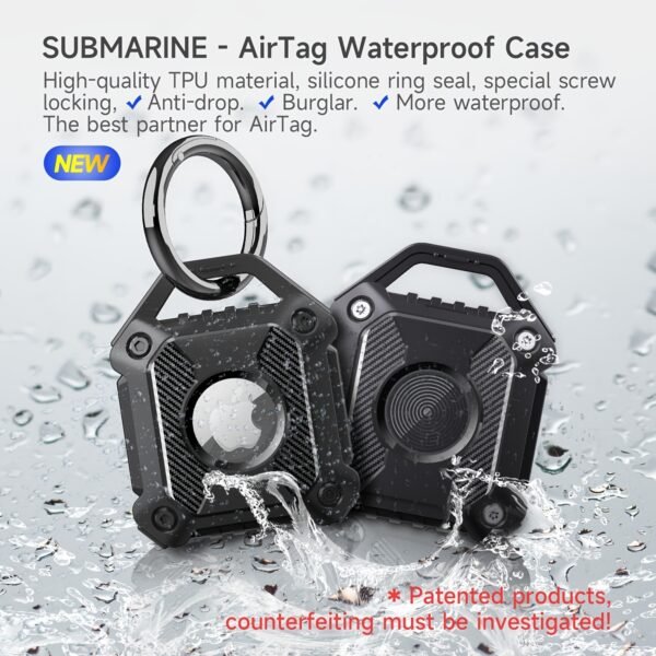 Waterproof Airtag Keychain Holder Case; Screw Full Cover Compatible For Apple Air Tag Tracker Key Ring Anti-Scratch Anti-Lost Cover - Image 3