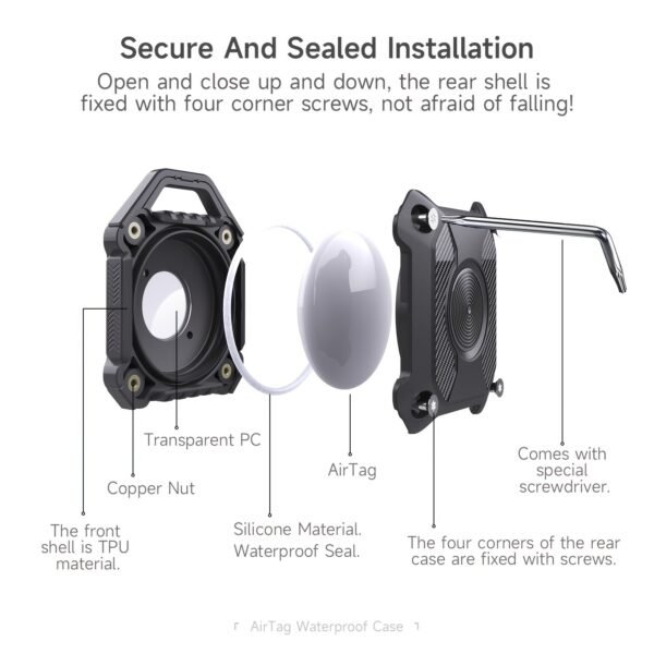 Waterproof Airtag Keychain Holder Case; Screw Full Cover Compatible For Apple Air Tag Tracker Key Ring Anti-Scratch Anti-Lost Cover - Image 22