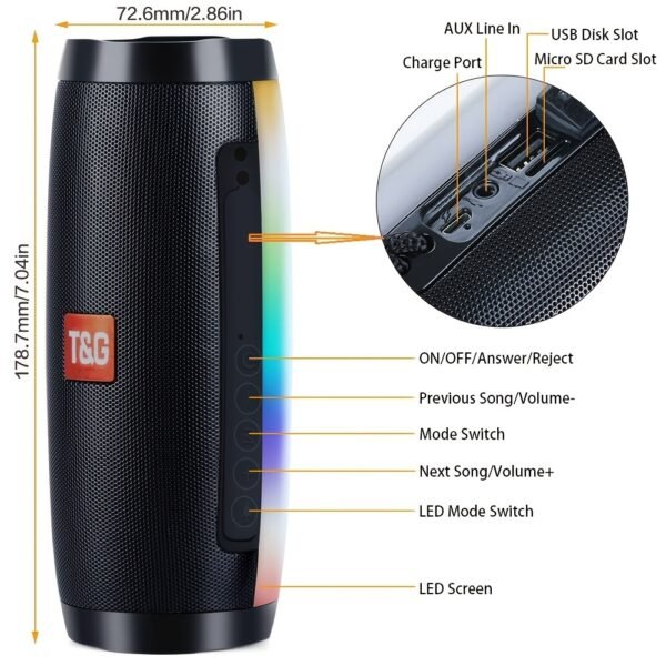 Wireless Speaker; Waterproof Speaker With Colorful LED Light; Portable Outdoor 3D Stereo Bass Luminous Speaker - Image 3