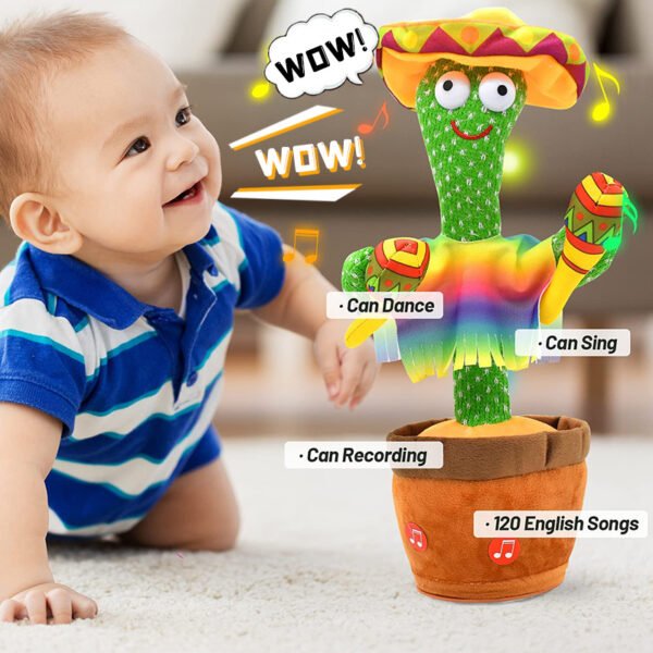 Bluetooth Cactus Plush Toy Electric Singing 60/120 English Songs Dancing Twisting Cactus Luminous Recording Repeat Wriggle Body - Image 2