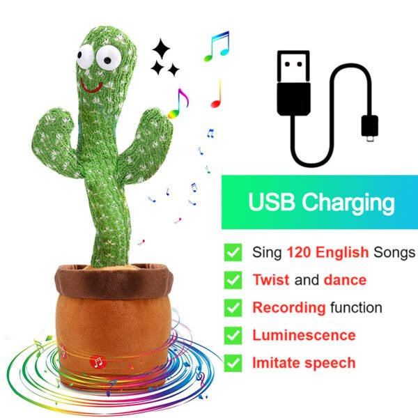 Bluetooth Cactus Plush Toy Electric Singing 60/120 English Songs Dancing Twisting Cactus Luminous Recording Repeat Wriggle Body - Image 85