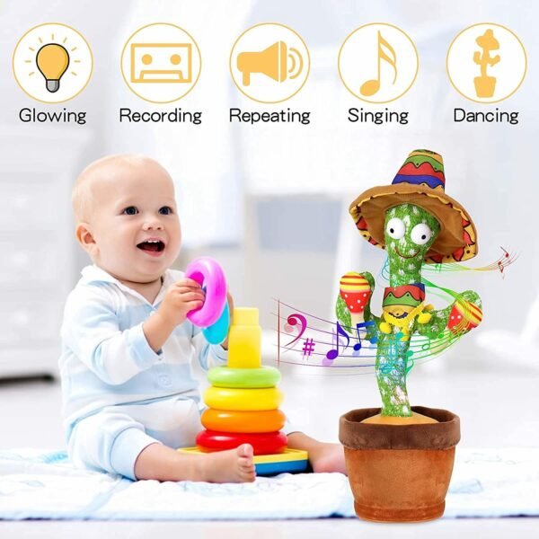 Bluetooth Cactus Plush Toy Electric Singing 60/120 English Songs Dancing Twisting Cactus Luminous Recording Repeat Wriggle Body - Image 11