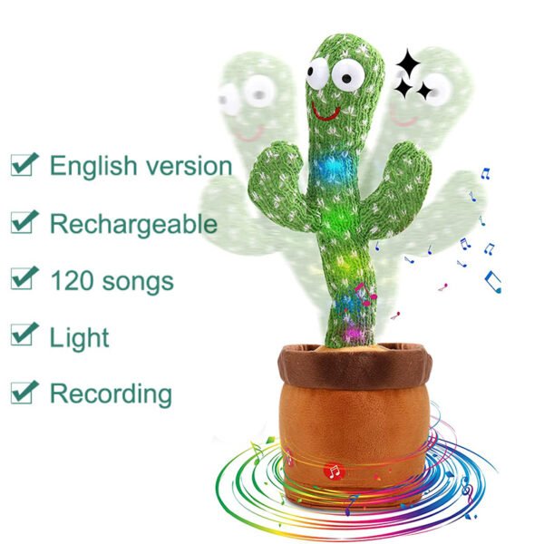 Bluetooth Cactus Plush Toy Electric Singing 60/120 English Songs Dancing Twisting Cactus Luminous Recording Repeat Wriggle Body - Image 12