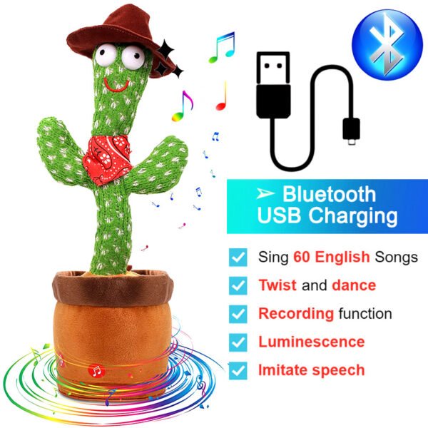 Bluetooth Cactus Plush Toy Electric Singing 60/120 English Songs Dancing Twisting Cactus Luminous Recording Repeat Wriggle Body - Image 43