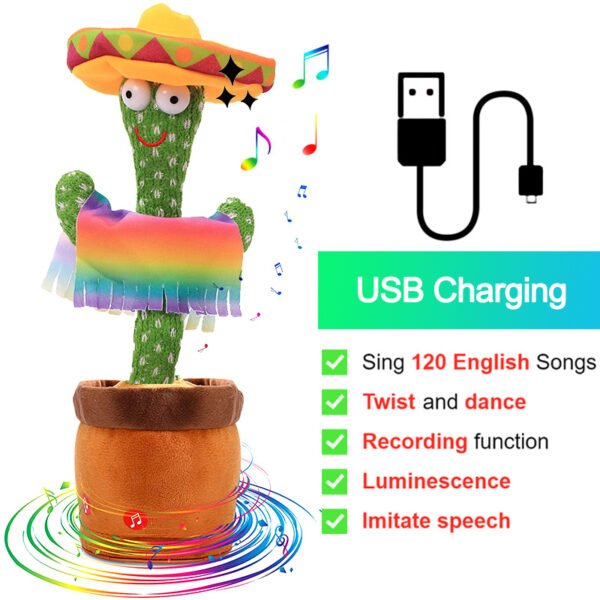 Bluetooth Cactus Plush Toy Electric Singing 60/120 English Songs Dancing Twisting Cactus Luminous Recording Repeat Wriggle Body - Image 22