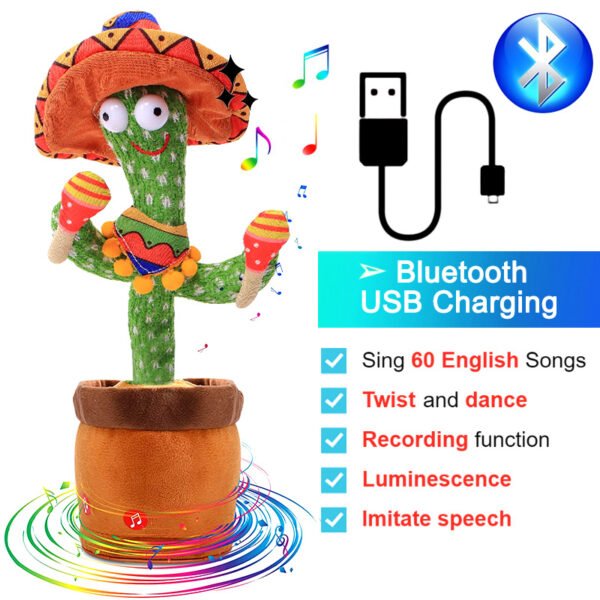 Bluetooth Cactus Plush Toy Electric Singing 60/120 English Songs Dancing Twisting Cactus Luminous Recording Repeat Wriggle Body - Image 106
