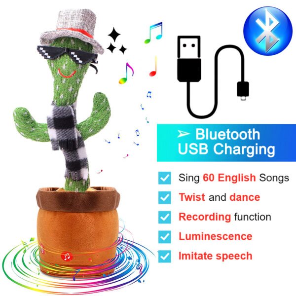 Bluetooth Cactus Plush Toy Electric Singing 60/120 English Songs Dancing Twisting Cactus Luminous Recording Repeat Wriggle Body - Image 127