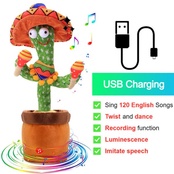 Bluetooth Cactus Plush Toy Electric Singing 60/120 English Songs Dancing Twisting Cactus Luminous Recording Repeat Wriggle Body - Image 92