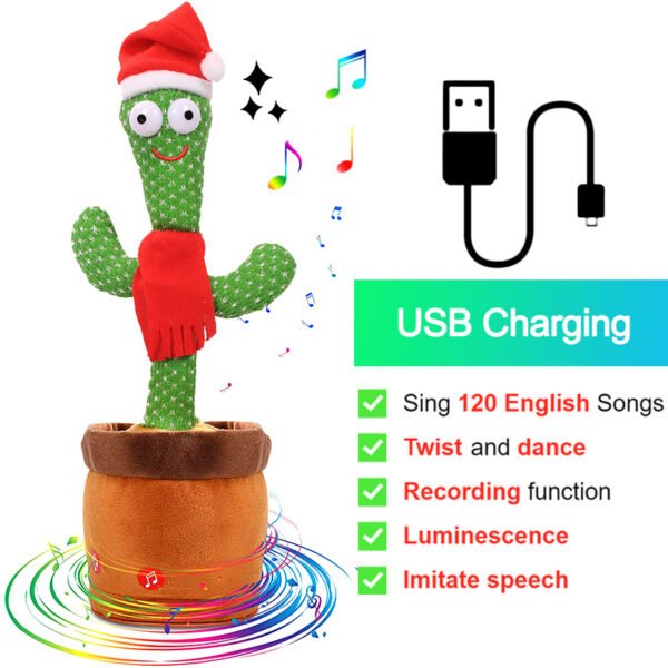 Bluetooth Cactus Plush Toy Electric Singing 60/120 English Songs Dancing Twisting Cactus Luminous Recording Repeat Wriggle Body - Image 99
