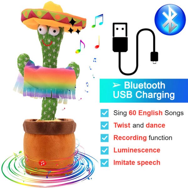 Bluetooth Cactus Plush Toy Electric Singing 60/120 English Songs Dancing Twisting Cactus Luminous Recording Repeat Wriggle Body - Image 36