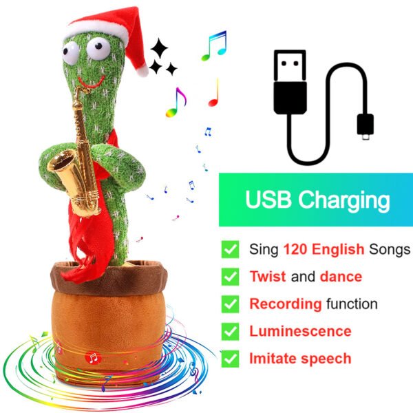 Bluetooth Cactus Plush Toy Electric Singing 60/120 English Songs Dancing Twisting Cactus Luminous Recording Repeat Wriggle Body - Image 113