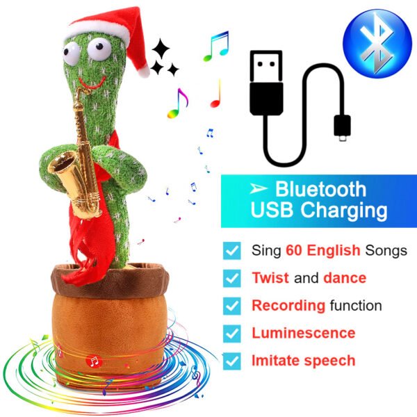 Bluetooth Cactus Plush Toy Electric Singing 60/120 English Songs Dancing Twisting Cactus Luminous Recording Repeat Wriggle Body - Image 120
