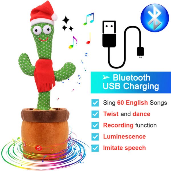 Bluetooth Cactus Plush Toy Electric Singing 60/120 English Songs Dancing Twisting Cactus Luminous Recording Repeat Wriggle Body - Image 71