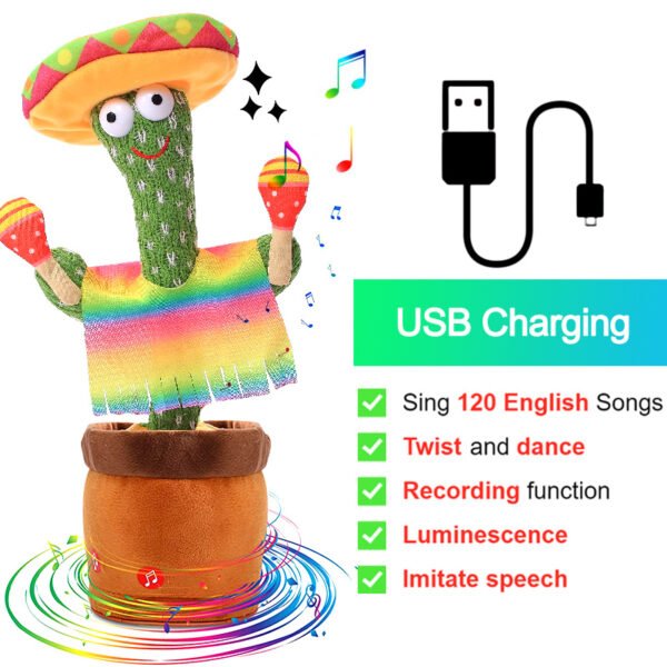 Bluetooth Cactus Plush Toy Electric Singing 60/120 English Songs Dancing Twisting Cactus Luminous Recording Repeat Wriggle Body - Image 78